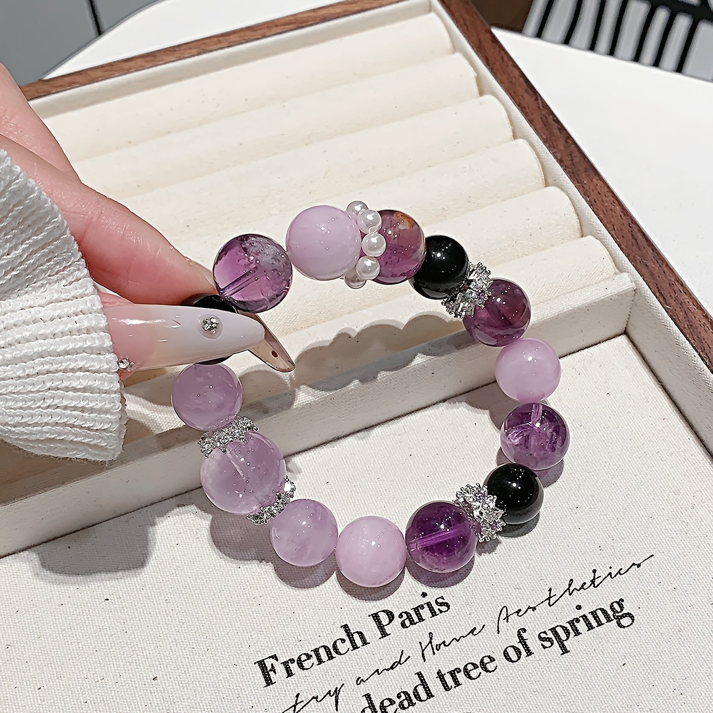 Custom Multi-Stone Purple Crystal Beaded Bracelet