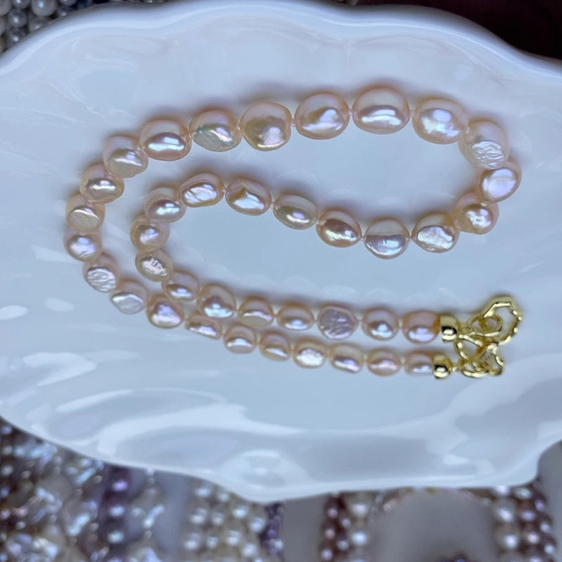 Custom Pink Baroque Pearl Necklace