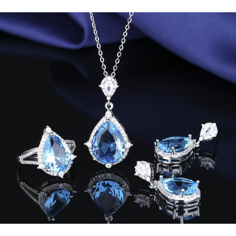Custom Blue Topaz Jewelry Set