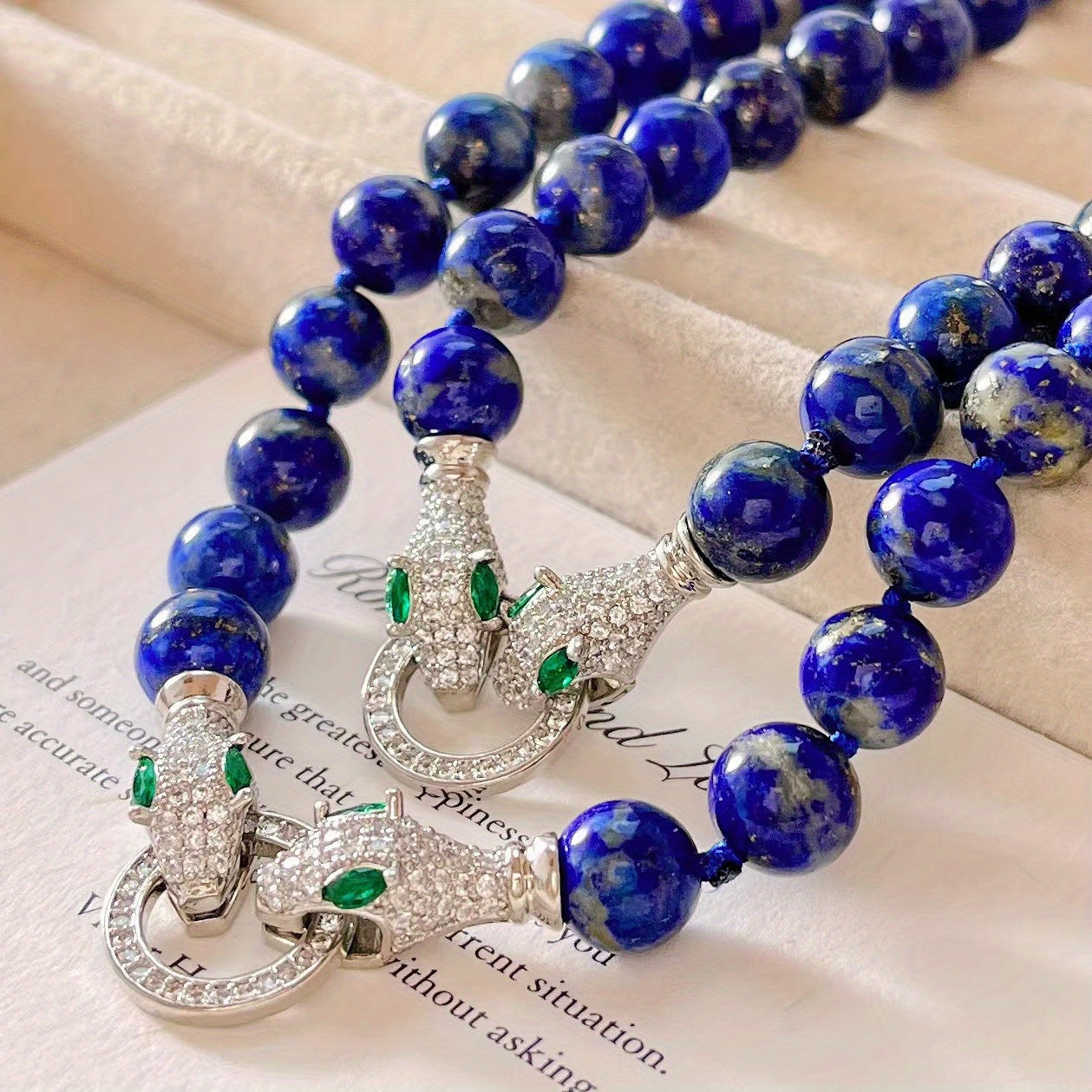 Custom Lapis Lazuli Panther Clasp Necklace