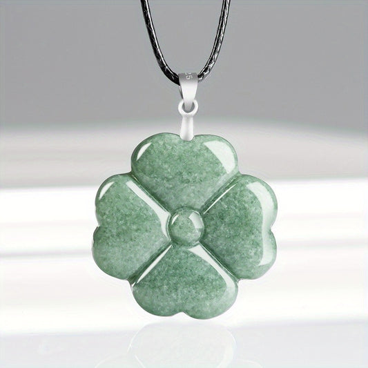 Custom Green Aventurine Four-Leaf Clover Pendant Necklace
