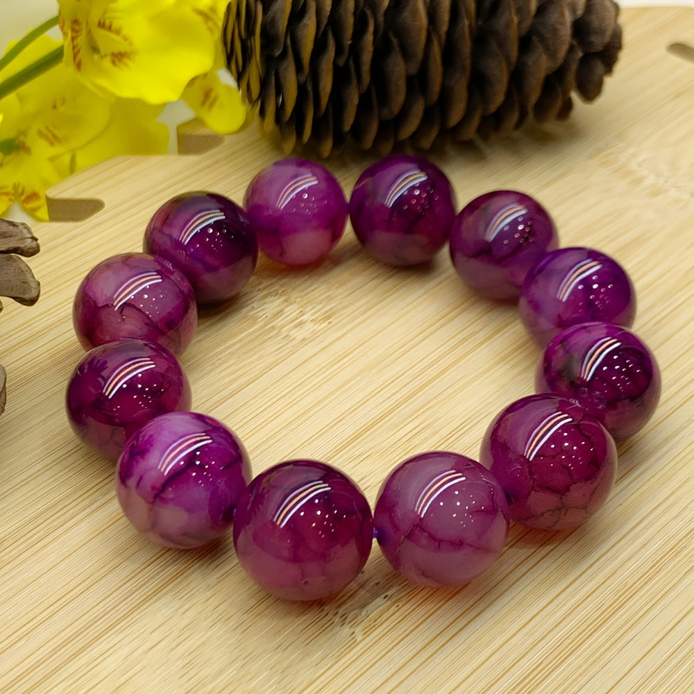 Custom Magenta Agate Beaded Bracelet