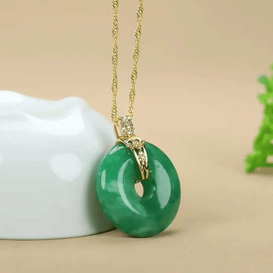Custom Jadeite Safety Donut Pendant Necklace