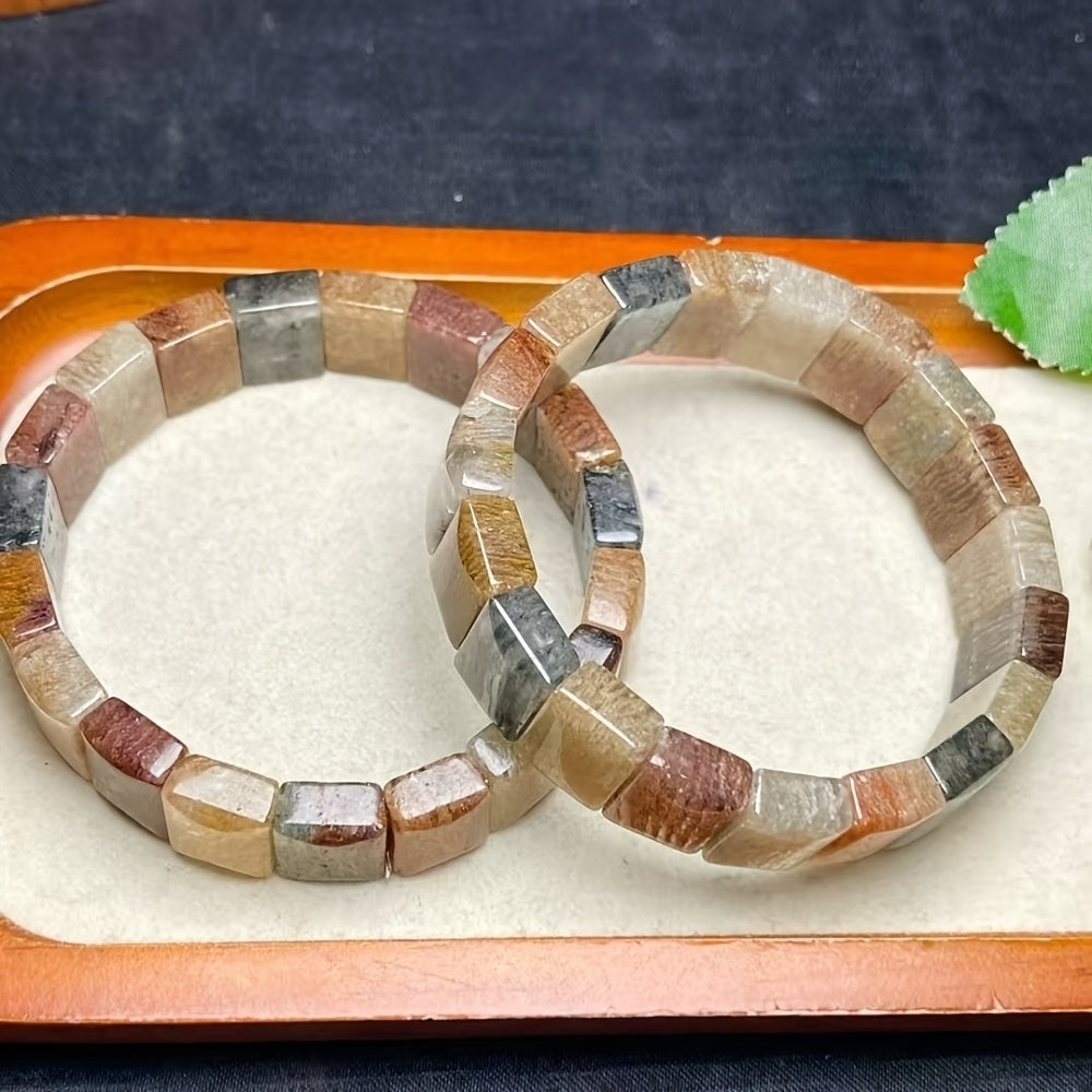 Custom Natural Mixed-Color Rutilated Quartz Bangle Bracelet