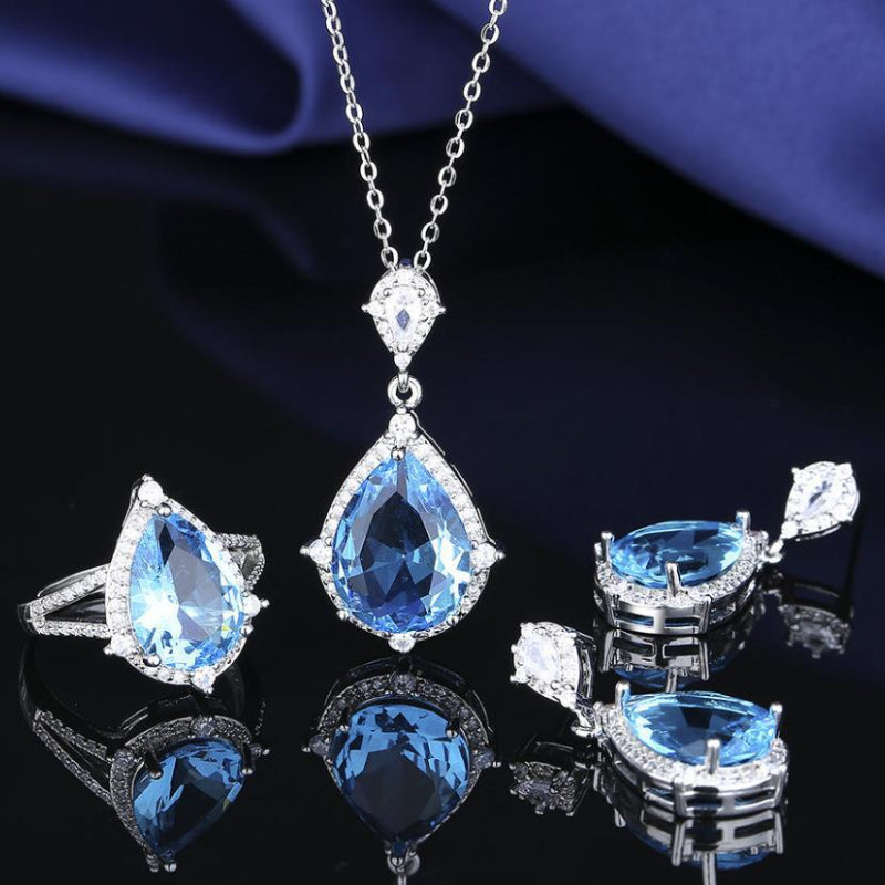 Custom Blue Topaz Jewelry Set