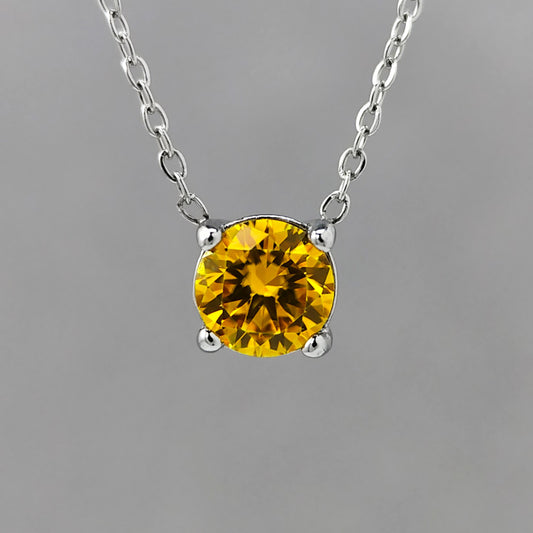 Custom Citrine Solitaire Pendant Necklace