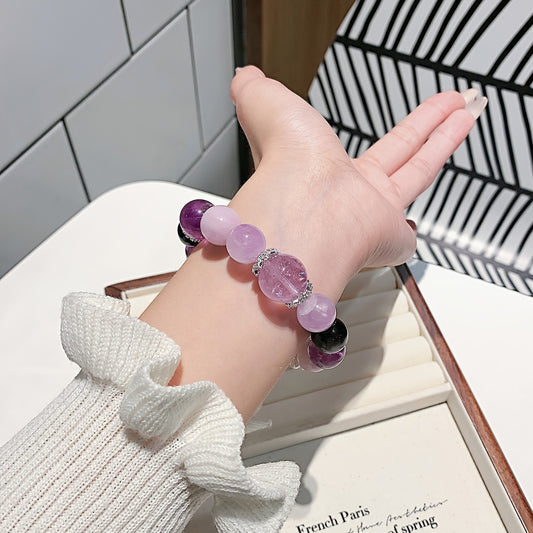 Custom Multi-Stone Purple Crystal Beaded Bracelet