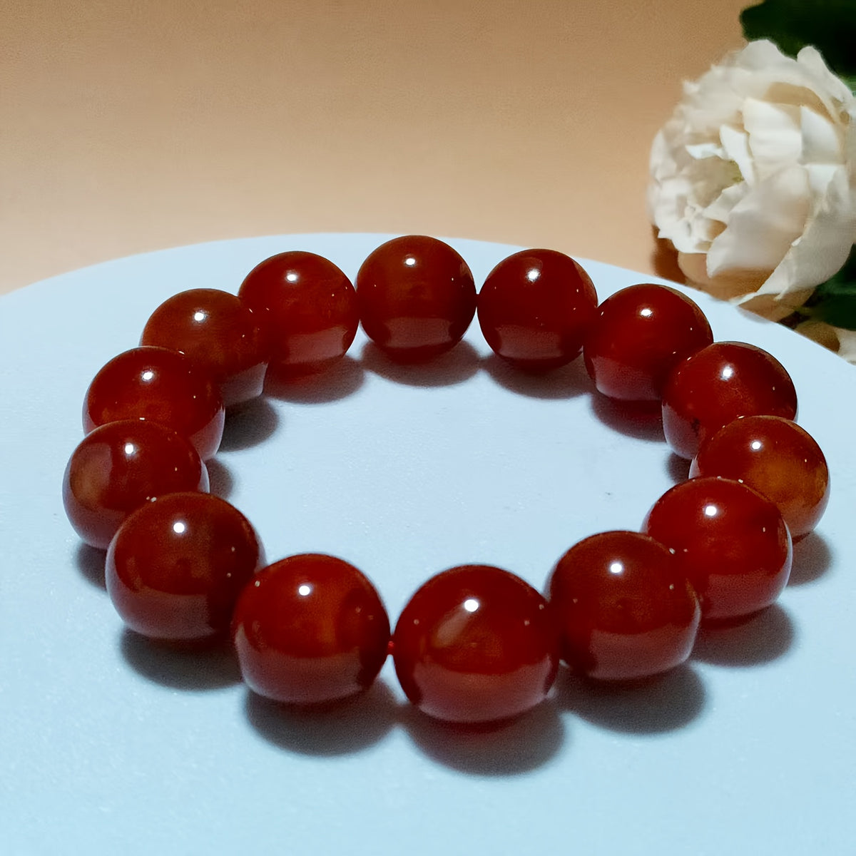 Custom Red Agate Beaded Bracelet