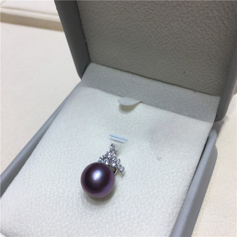 Custom Purple Freshwater Pearl Crown Jewelry Set (Necklace & Earrings)