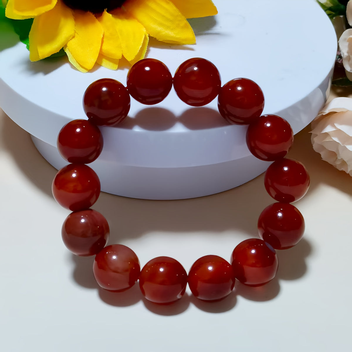 Custom Red Agate Beaded Bracelet