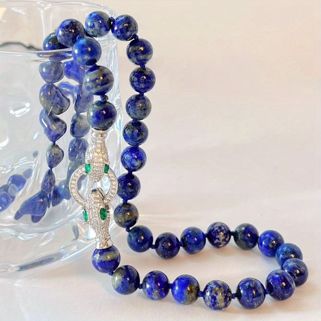 Custom Lapis Lazuli Panther Clasp Necklace