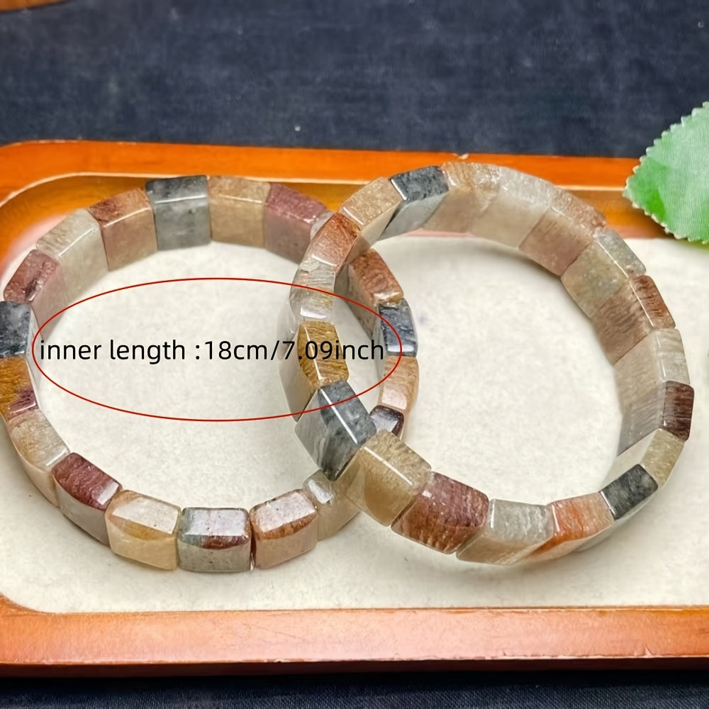 Custom Natural Mixed-Color Rutilated Quartz Bangle Bracelet