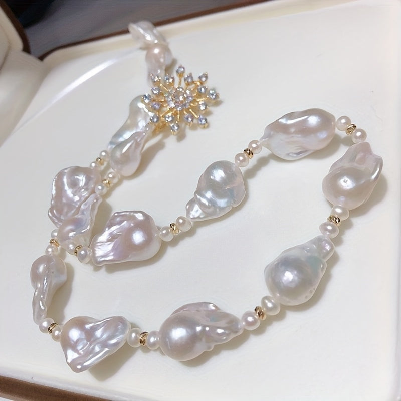 Custom Baroque Pearl Starburst Jewelry Set: Necklace & Earrings