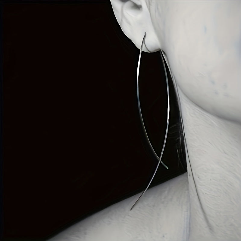 Modern Minimalist Crossed Leaf-Shape Threader Earrings