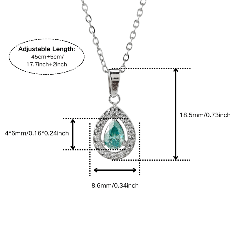 Custom Pear-Cut Teal Gemstone Halo Pendant Necklace