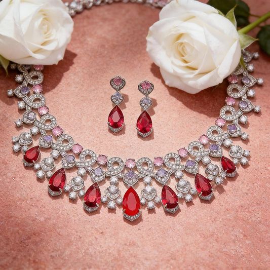 Custom Multi-Gemstone Red & Green Statement Jewelry Set