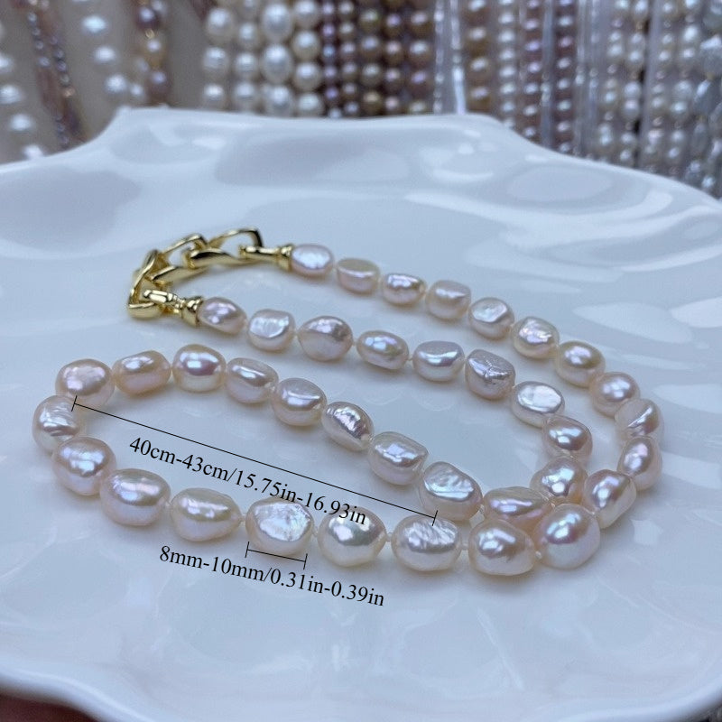 Custom Pink Baroque Pearl Necklace