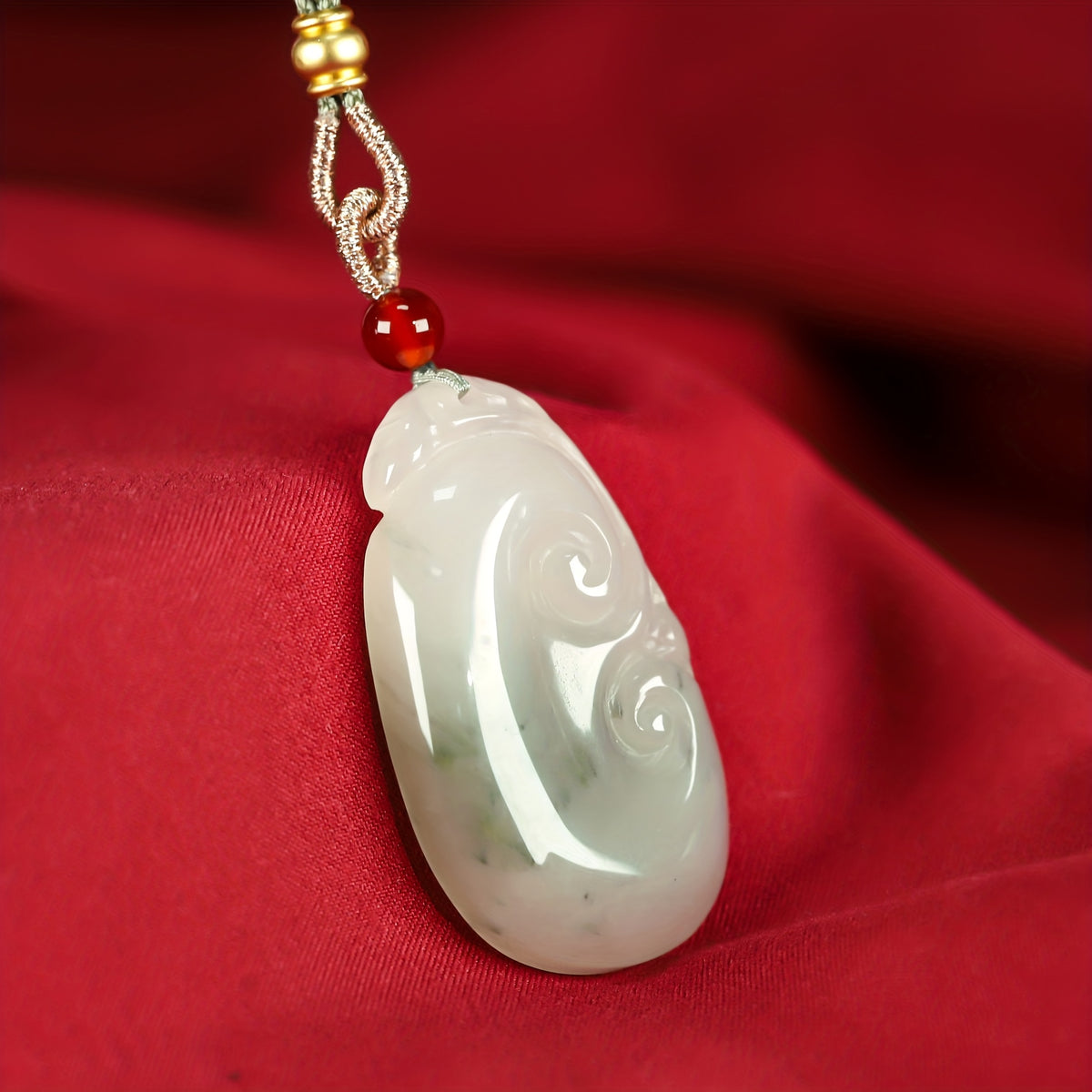 Custom Natural Jade Ruyi Pendant Necklace
