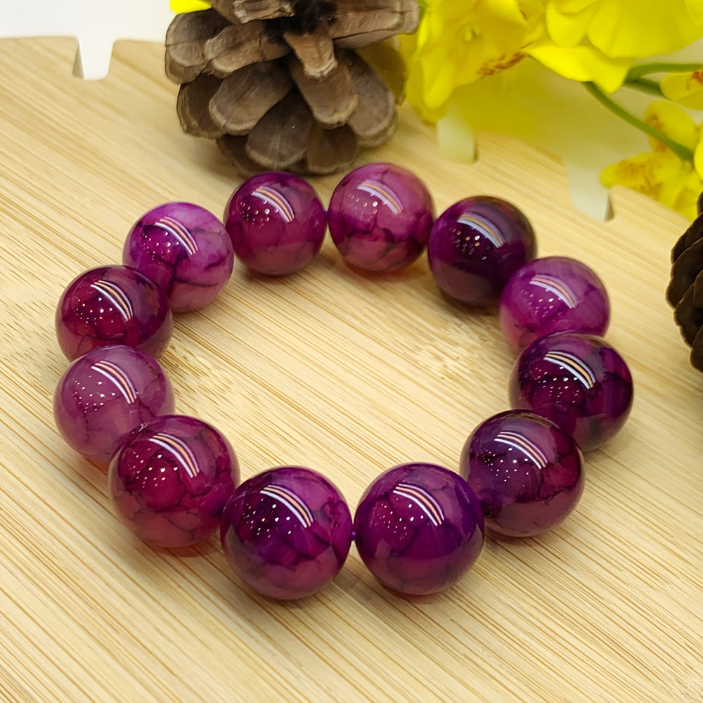 Custom Magenta Agate Beaded Bracelet