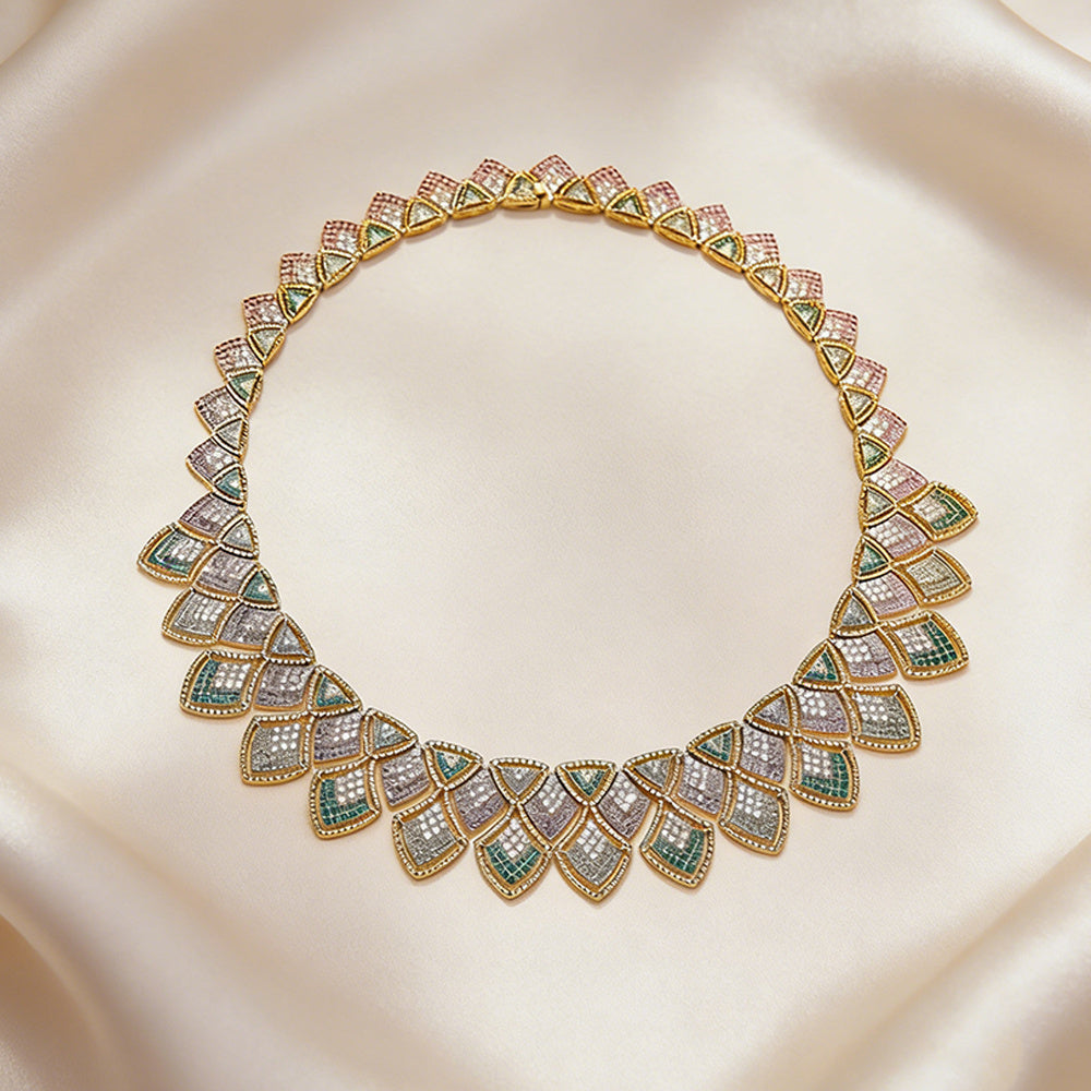 Custom Multi-Color Pave Gemstone Gold Jewelry Set