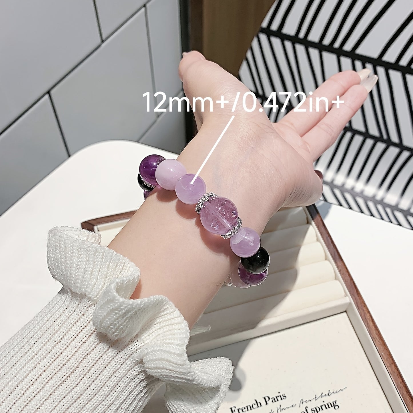 Custom Multi-Stone Purple Crystal Beaded Bracelet
