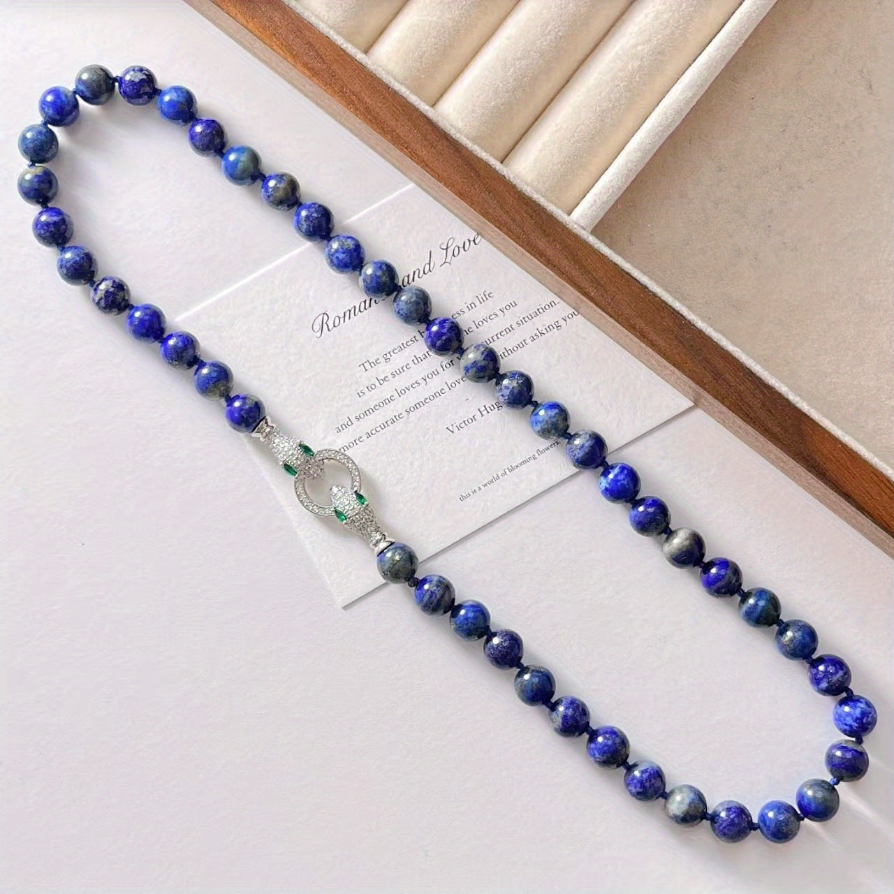 Custom Lapis Lazuli Panther Clasp Necklace