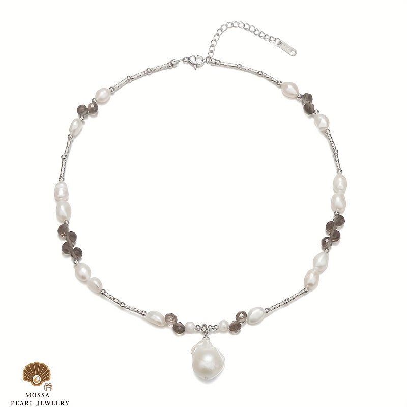 Custom Baroque Pearl & Smoky Quartz Necklace