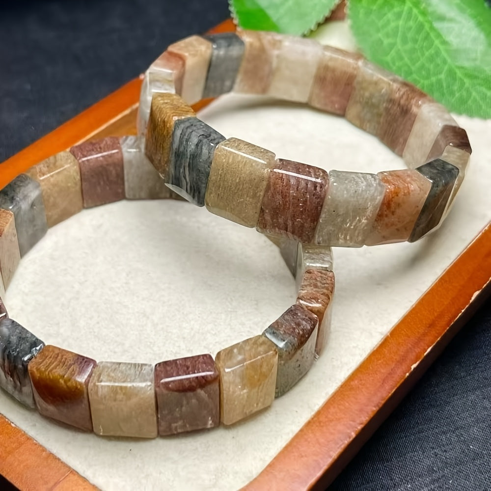 Custom Natural Mixed-Color Rutilated Quartz Bangle Bracelet