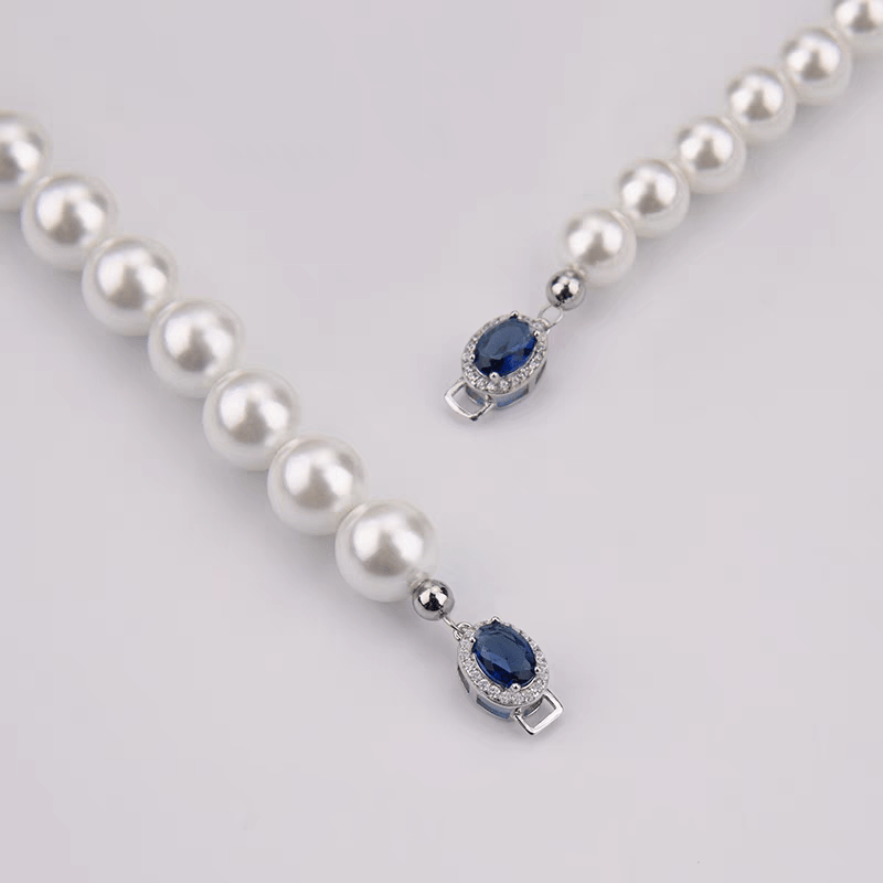 Custom Freshwater Pearl Necklace with Sapphire Clasp