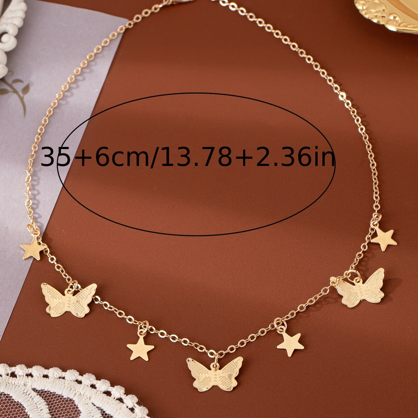 Gold Butterfly & Star Charm Choker Necklace
