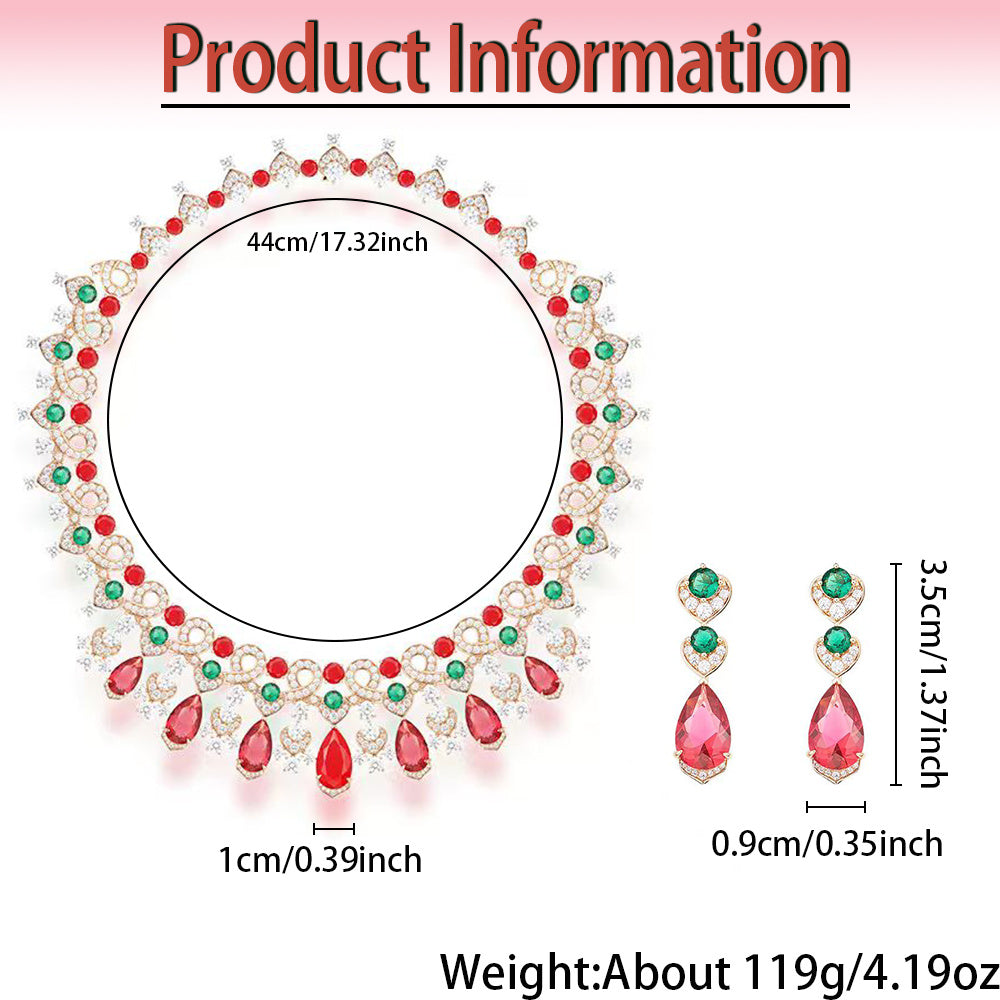 Custom Multi-Gemstone Red & Green Statement Jewelry Set