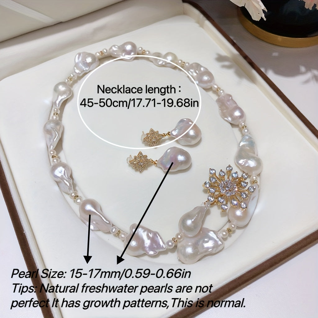 Custom Baroque Pearl Starburst Jewelry Set: Necklace & Earrings