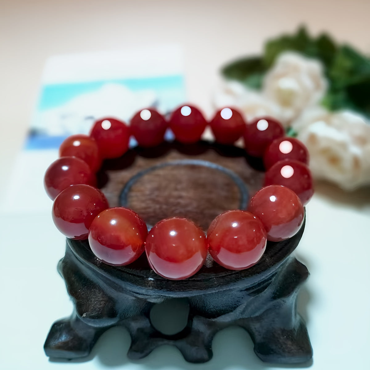 Custom Red Agate Beaded Bracelet