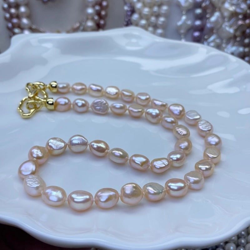 Custom Pink Baroque Pearl Necklace