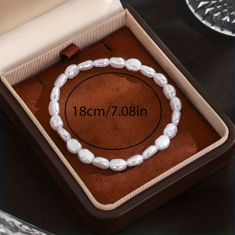 Minimalist Baroque Pearl Stretch Bracelet