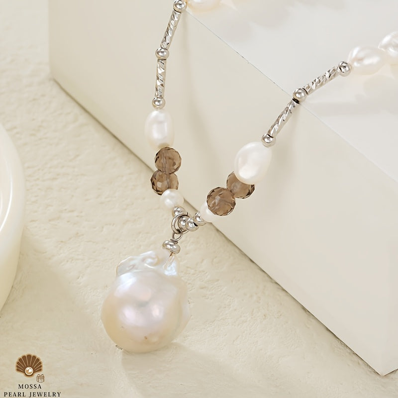 Custom Baroque Pearl & Smoky Quartz Necklace