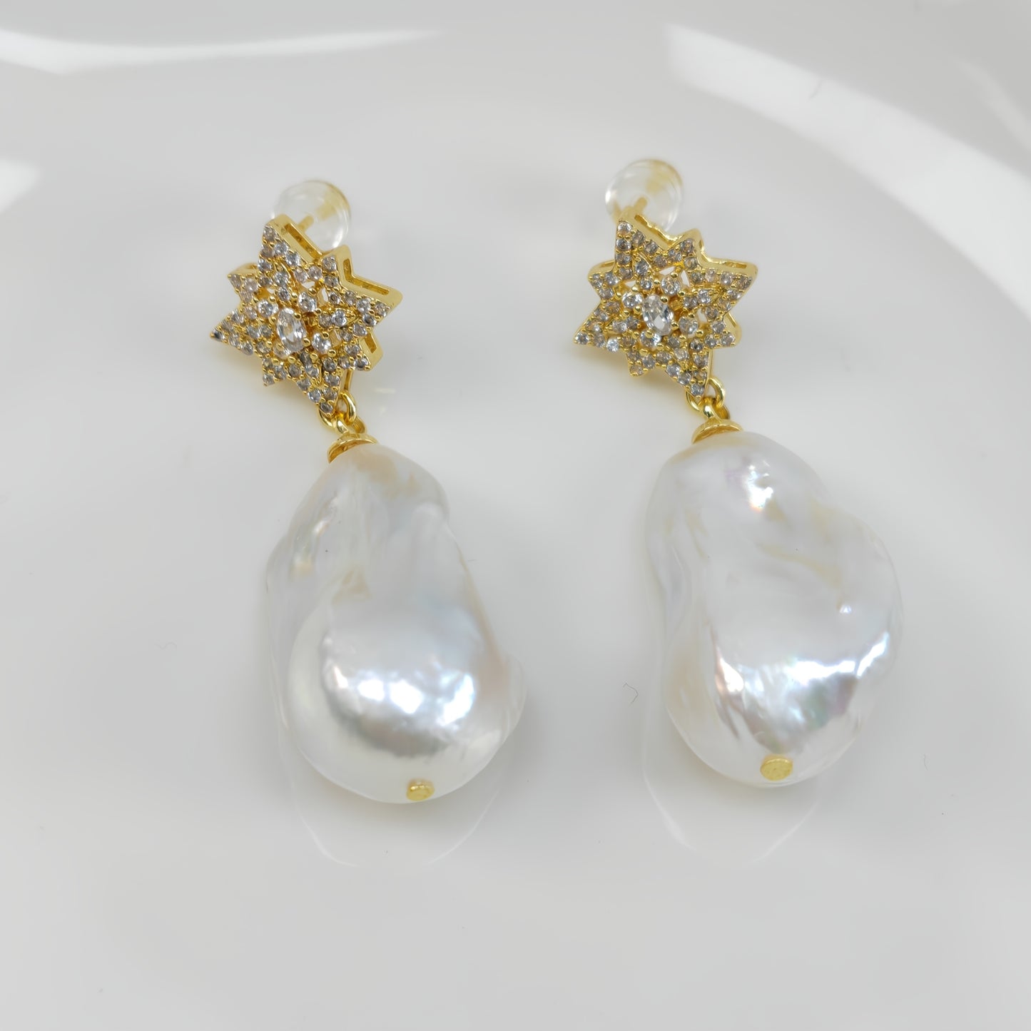 Custom Baroque Pearl Starburst Jewelry Set: Necklace & Earrings