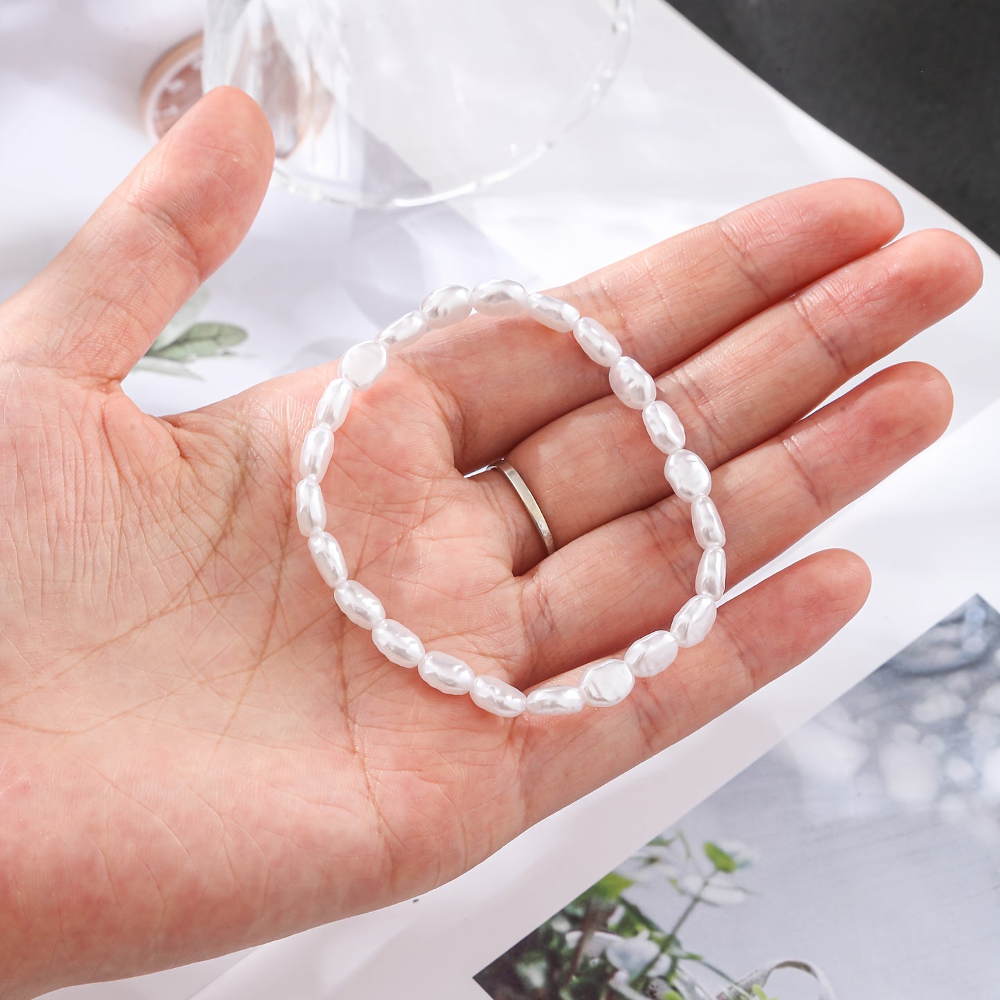 Minimalist Baroque Pearl Stretch Bracelet