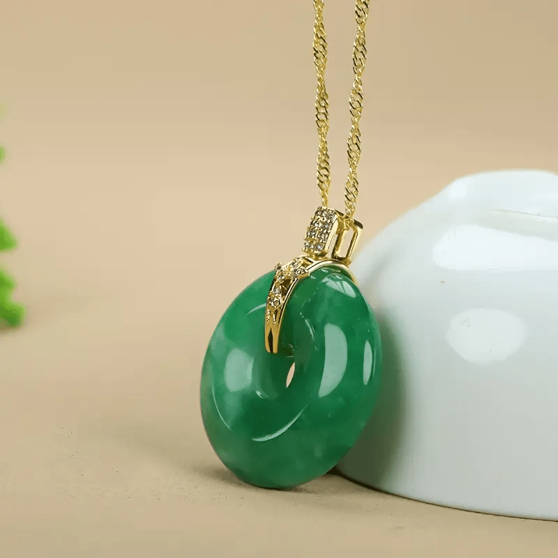 Custom Jadeite Safety Donut Pendant Necklace