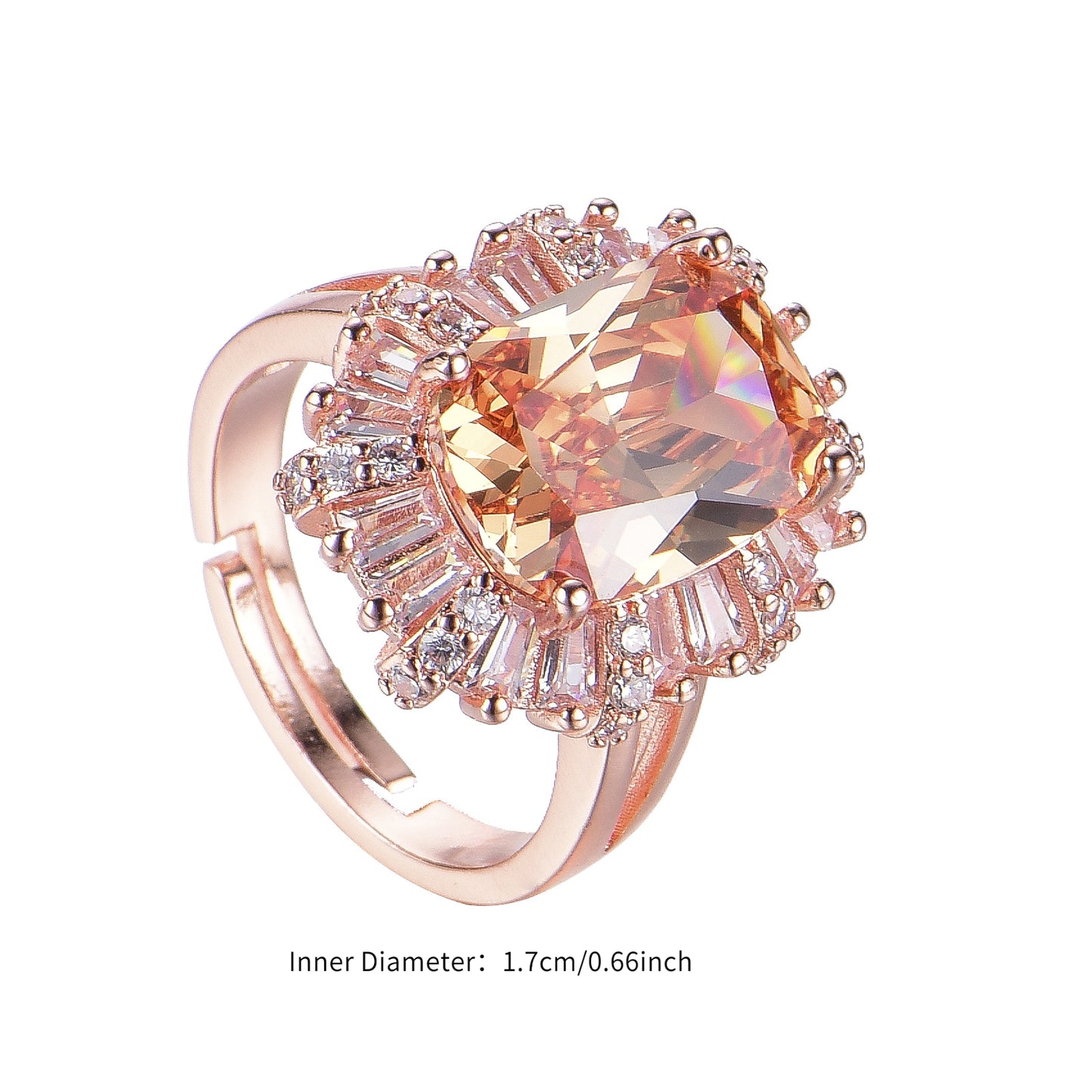 Custom Champagne Oval Sunburst Halo Rose Gold Ring