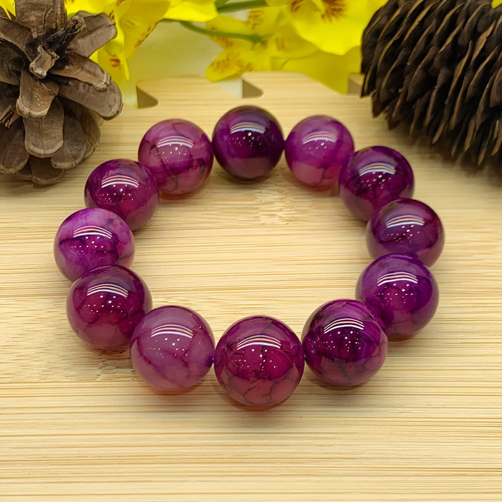 Custom Magenta Agate Beaded Bracelet