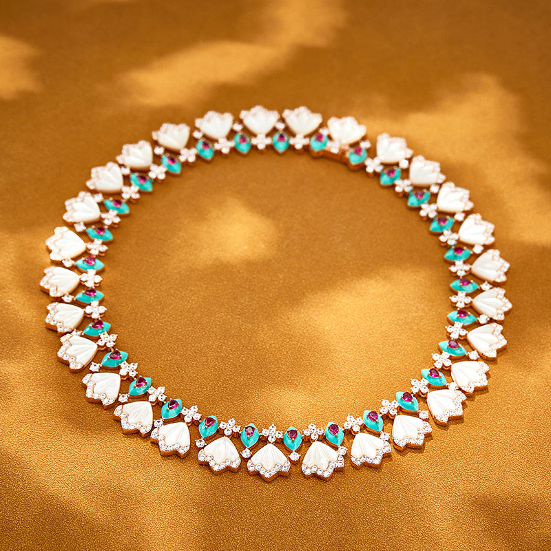 Custom Multi-Gemstone Fan-Shaped Jewelry Set