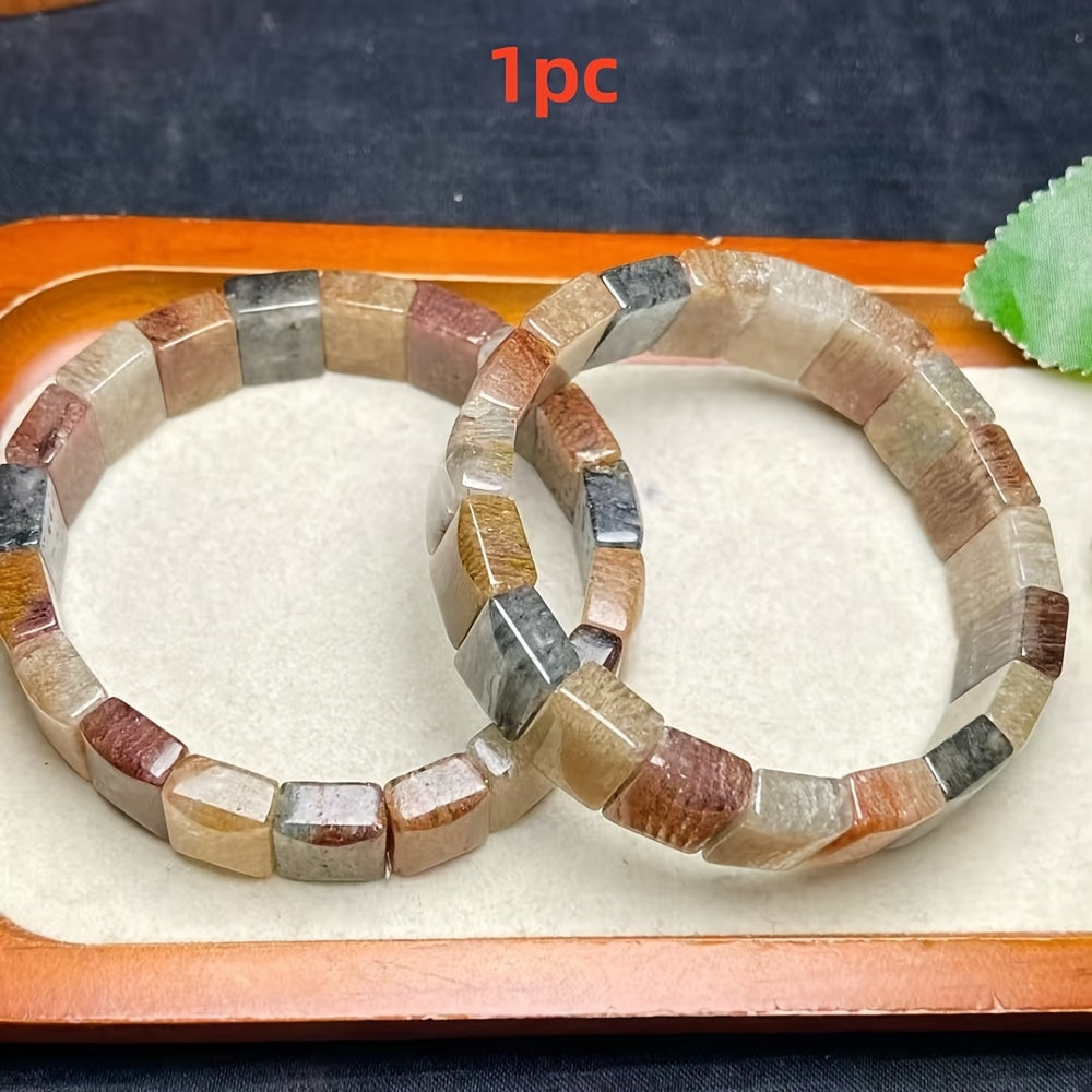 Custom Natural Mixed-Color Rutilated Quartz Bangle Bracelet
