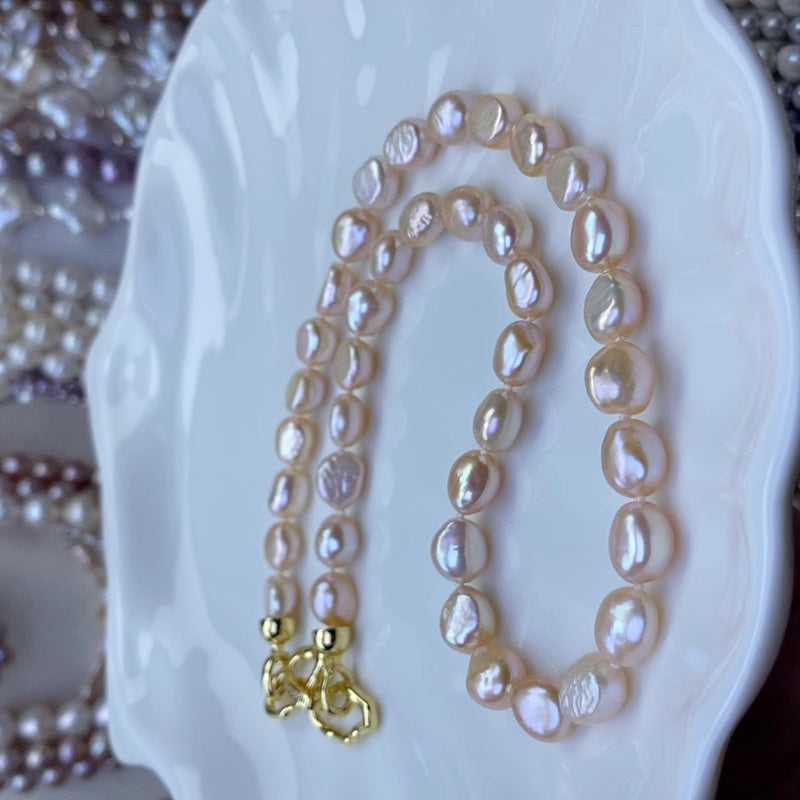 Custom Pink Baroque Pearl Necklace