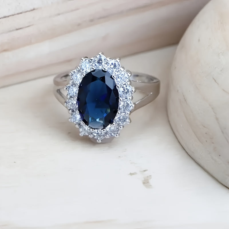Custom Blue Sapphire Halo Jewelry Set: Necklace, Earrings, Ring & Bracelet