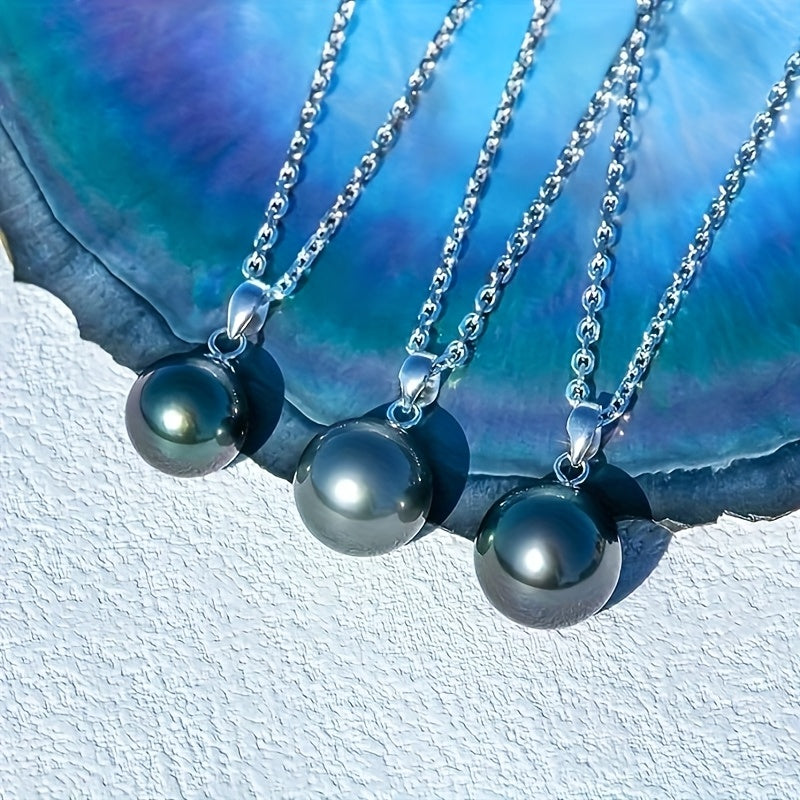 Custom Tahitian Black Pearl Pendant Necklace