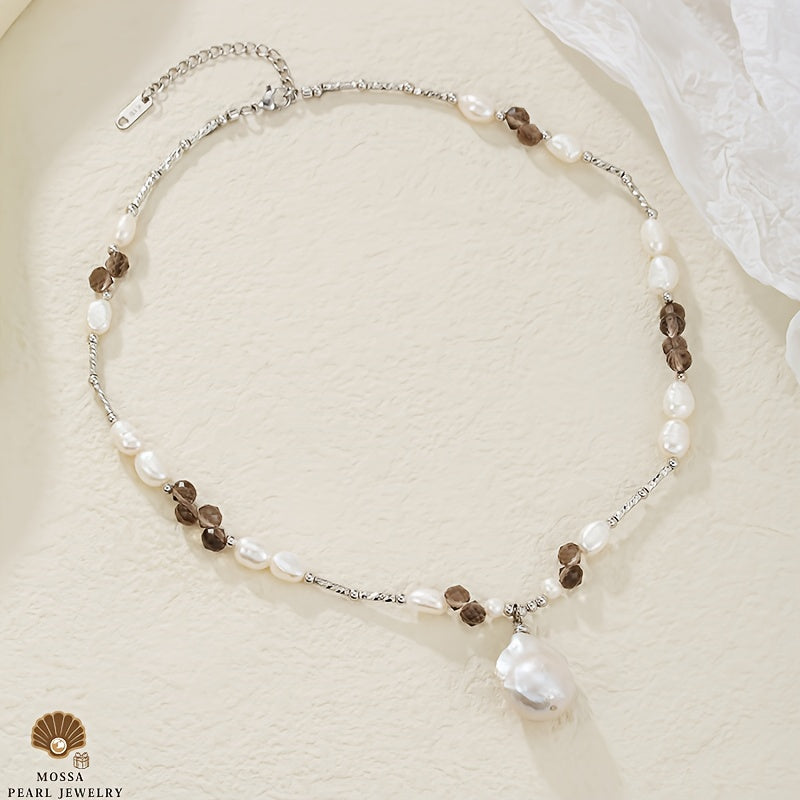 Custom Baroque Pearl & Smoky Quartz Necklace