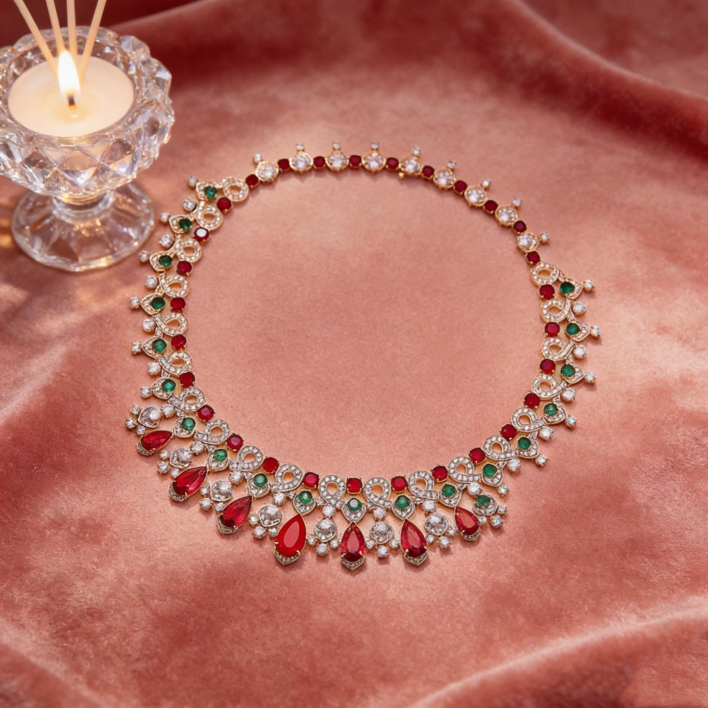 Custom Multi-Gemstone Red & Green Statement Jewelry Set