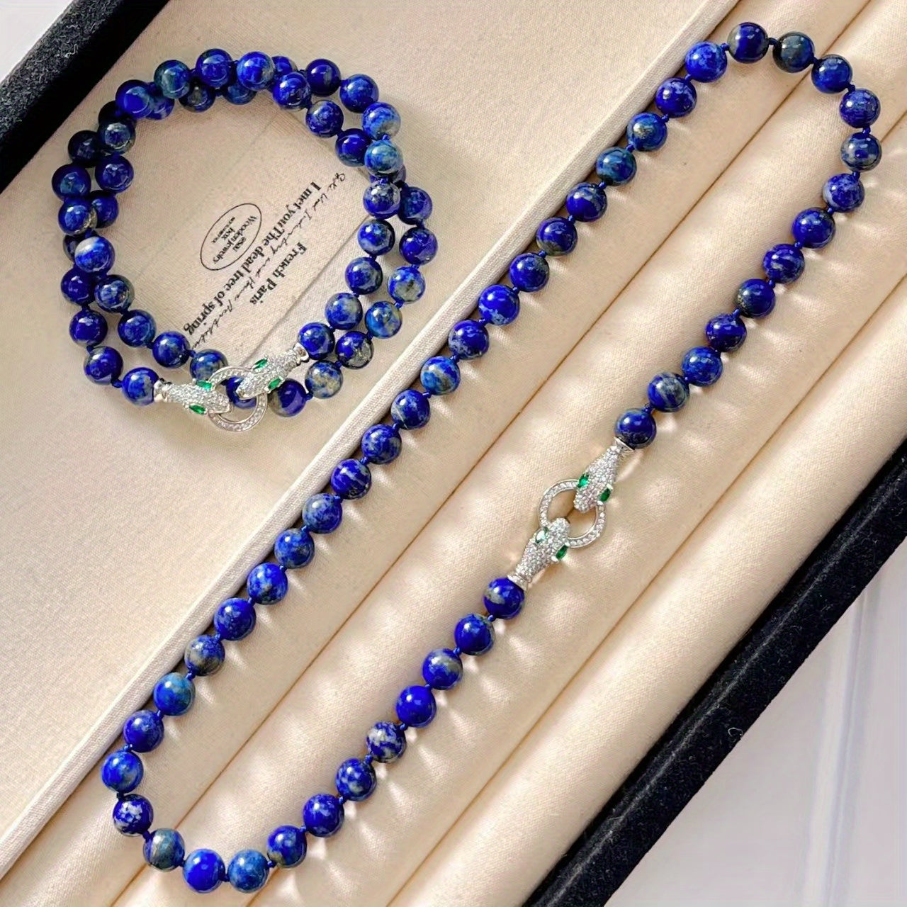 Custom Lapis Lazuli Panther Clasp Necklace