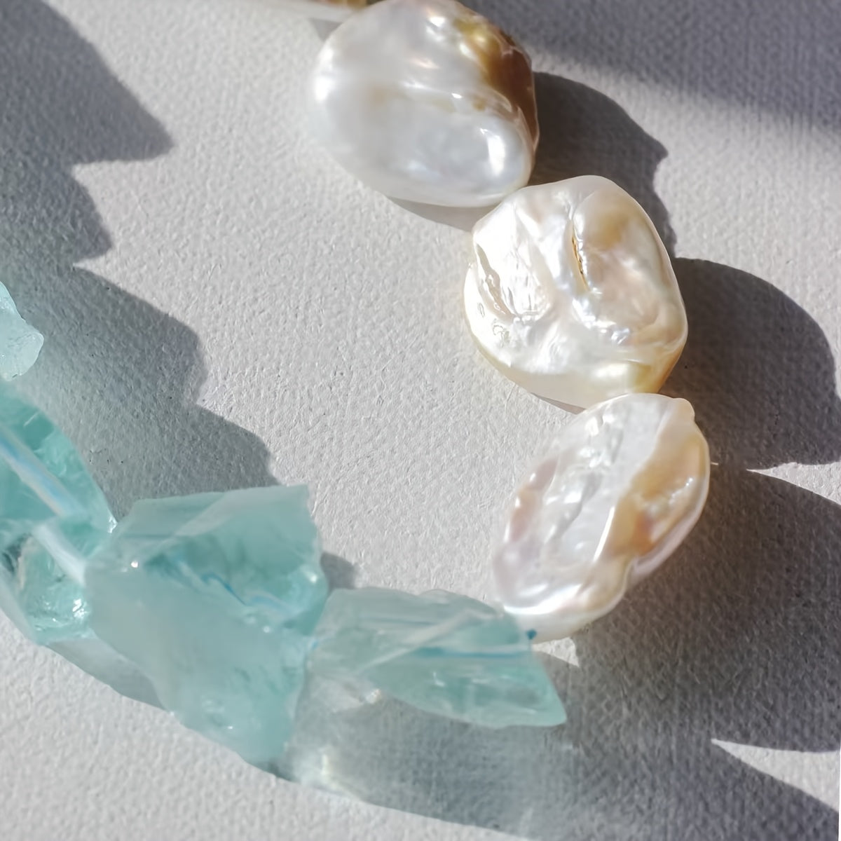 Custom Aquamarine & Baroque Pearl Necklace